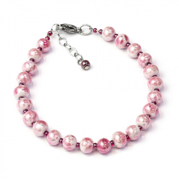  Šperky Murano Millefiori - Náramok KORNELIA - ružový