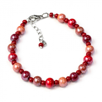 Šperky Murano Millefiori - Náramok KARNEVAL - červený