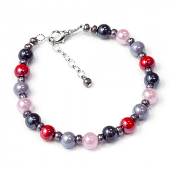 Šperky Murano Millefiori - Náramok KARNEVAL - fialovo-ružovo-červený