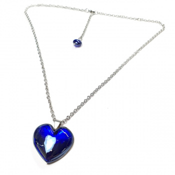 Šperky Murano Millefiori - Náhrdelník MAGIC HEART - modrý