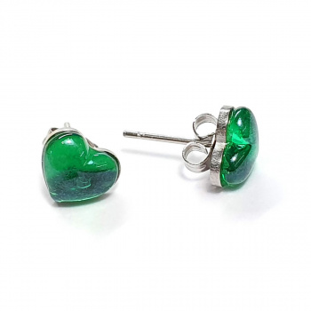 Šperky Murano Millefiori - Náušnice MAGIC HEART - zelené