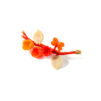 Šperky Murano Millefiori - Brošňa CRENGUTA - červeno oranžová