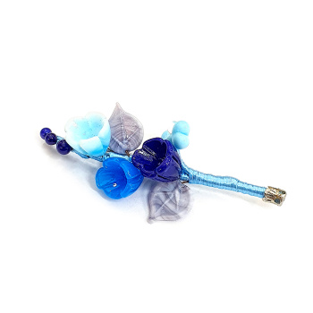 Šperky Murano Millefiori - Brošňa CRENGUTA - modrá
