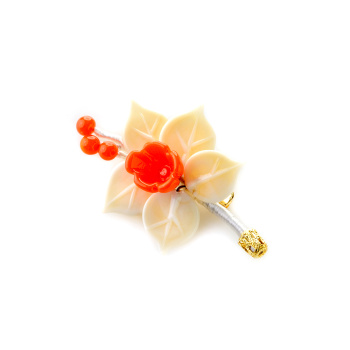 Šperky Murano Millefiori - Brošňa ROSA - béžovo oranžová