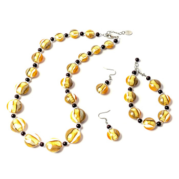 Šperky Murano Millefiori - Set NATASHA - hnedý