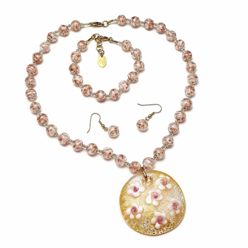 Šperky Murano Millefiori - Set SOMMERSO PLUS - ružový