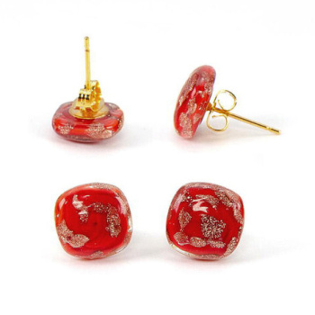  Šperky Murano Millefiori - Náušnice FRANCESCA - červené