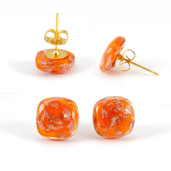  Šperky Murano Millefiori - Náušnice FRANCESCA - oranžová