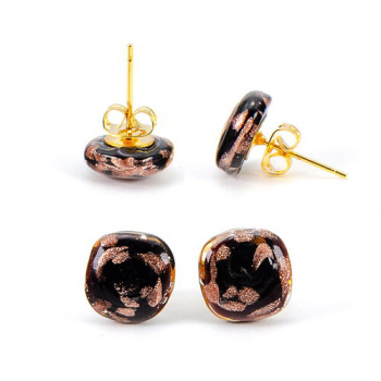  Šperky Murano Millefiori - Náušnice FRANCESCA - čierne