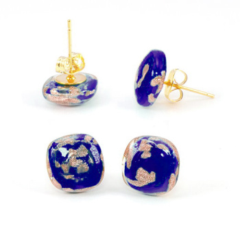  Šperky Murano Millefiori - Náušnice FRANCESCA - tmavá modrá