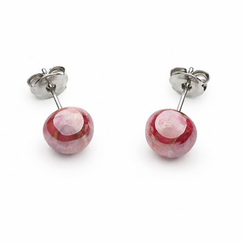  Šperky Murano Millefiori - Náušnice PERALDI - tmavoružové