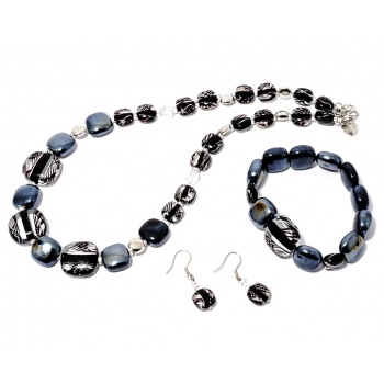 Šperky Murano Millefiori - Set ROMINA - čierny