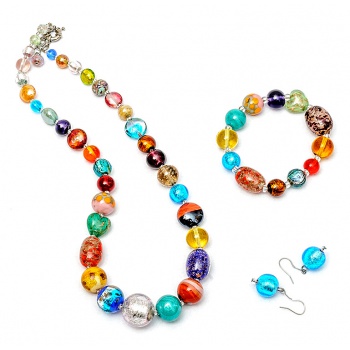 Šperky Murano Millefiori - Set HAPPY - farebný