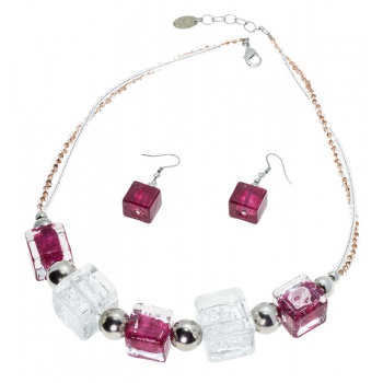 Šperky Murano Millefiori - Set CUBES - ružová