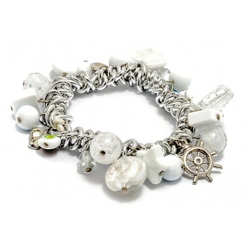 Šperky Murano Millefiori - Náramok DALIA - biely