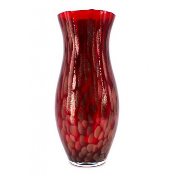 Dekorácie Murano Millefiori - Váza DIPLADANEIA 39- červeno-bronzová