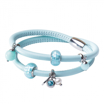 Šperky Gaura Pearls - Náramok PU koža - tyrkysový