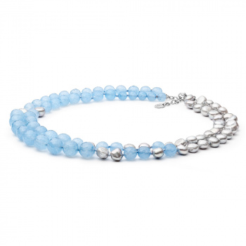  Šperky Gaura Pearls - Náhrdelník NEFRIT-PERLA- bledomodro-šedý