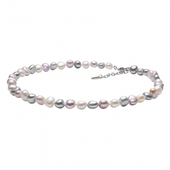 Šperky Gaura Pearls -Náhrdelník BAROK PERLA- bielo-šedý