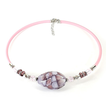 Šperky Murano Millefiori - Náhrdelník JENNIFER CORAL - ružovo fialový