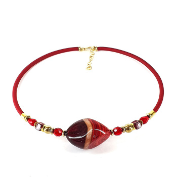 Šperky Murano Millefiori - Náhrdelník JENNIFER CRIMSON - červený