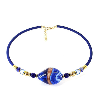 Šperky Murano Millefiori - Náhrdelník JENNIFER NAVY - modrý