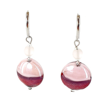 Šperky Murano Millefiori - Náušnice TINA LILAC - ružovo červené