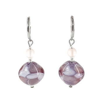 Šperky Murano Millefiori - Náušnice TINA CORAL - ružovo fialové
