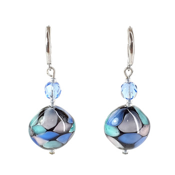 Šperky Murano Millefiori - Náušnice TINA SKY - modré