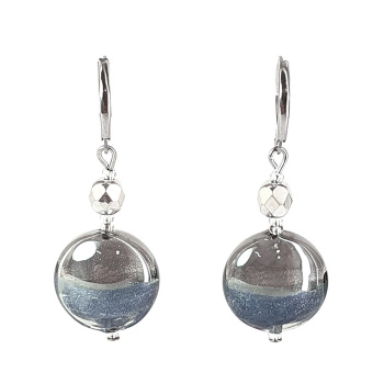 Šperky Murano Millefiori - Náušnice TINA GRAPHITE - šedé