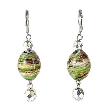 Šperky Murano Millefiori - Náušnice SERENA EMERALD - zelené