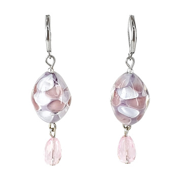 Šperky Murano Millefiori - Náušnice SERENA CORAL - ružovo fialový