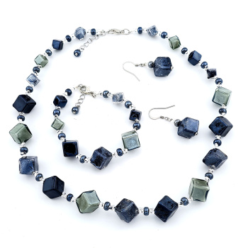 Šperky Murano Millefiori - Set DADA - čierny
