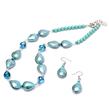 Šperky Murano Millefiori - Set ERSILA - tyrkysový