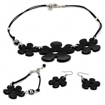 Šperky Murano Millefiori - Set CICONA - čierny