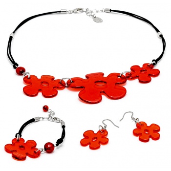 Šperky Murano Millefiori - Set CICONA - červený