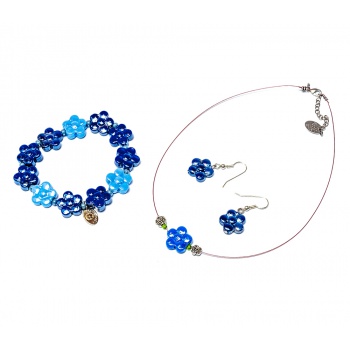 Šperky Murano Millefiori - Set DAISY - modrý