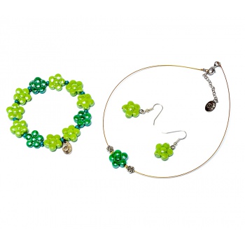 Šperky Murano Millefiori - Set DAISY - zelený A