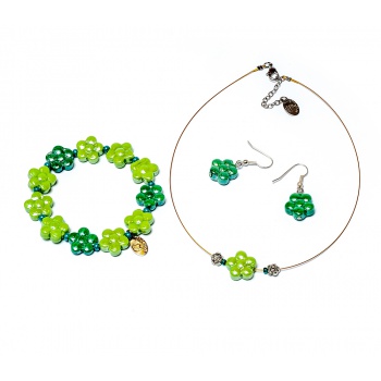 Šperky Murano Millefiori - Set DAISY - zelený A