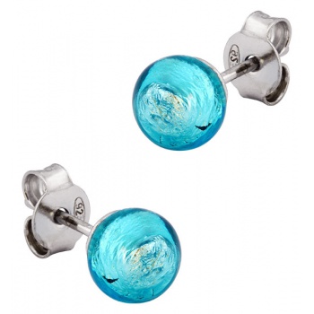 Šperky Murano Millefiori - Náušnice VIOLETA - tyrkysové