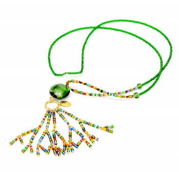 Šperky Murano Millefiori - Náhrdelník KUMARI - zelená