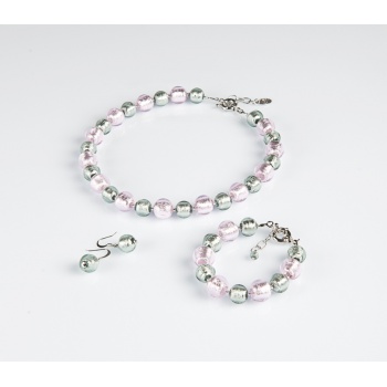 Šperky Murano Millefiori - ANDRADA set - ružovo - šedá