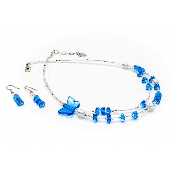 Šperky Murano Millefiori - Set BUTTERFLY - tyrkysový