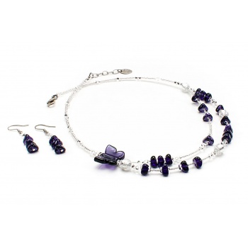 Šperky Murano Millefiori - Set BUTTERFLY - fialový