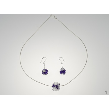 Šperky Murano Millefiori - CHANEL SET - fialová