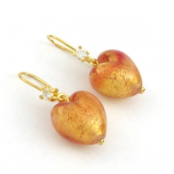 Šperky Murano Millefiori - Náušnice CHERI - zlato-oranžové