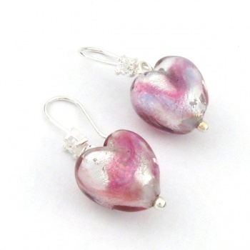 Šperky Murano Millefiori - Náušnice CHERI  - bielo - ružové
