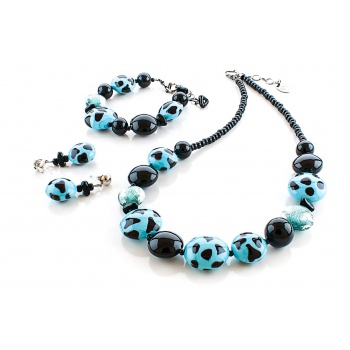 Šperky Murano Millefiori - Set CHIANA - tyrkysový
