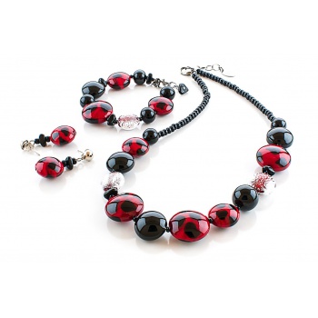 Šperky Murano Millefiori - Set CHIANA - červený