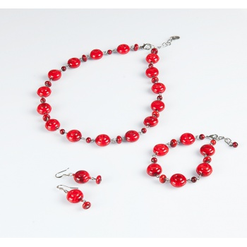 Šperky Murano Millefiori - Set CONNY - červený